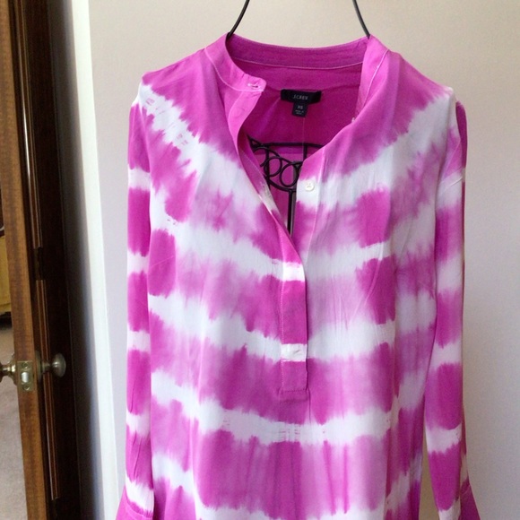 J Crew PINK Tie Dyed 100% SILK tunic NWT XS - Picture 4 of 11